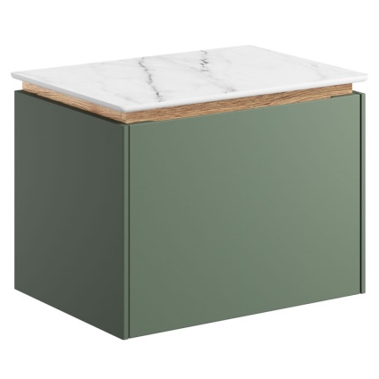 Cutout image of Crosswater Mada 500mm Sage Green Wall-Hung Vanity Unit & Worktop